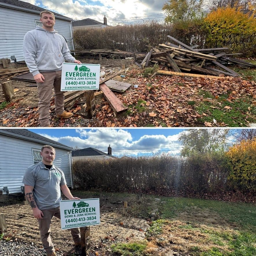 Evergreen Removal crew providing junk hauling services in Mentor Ohio